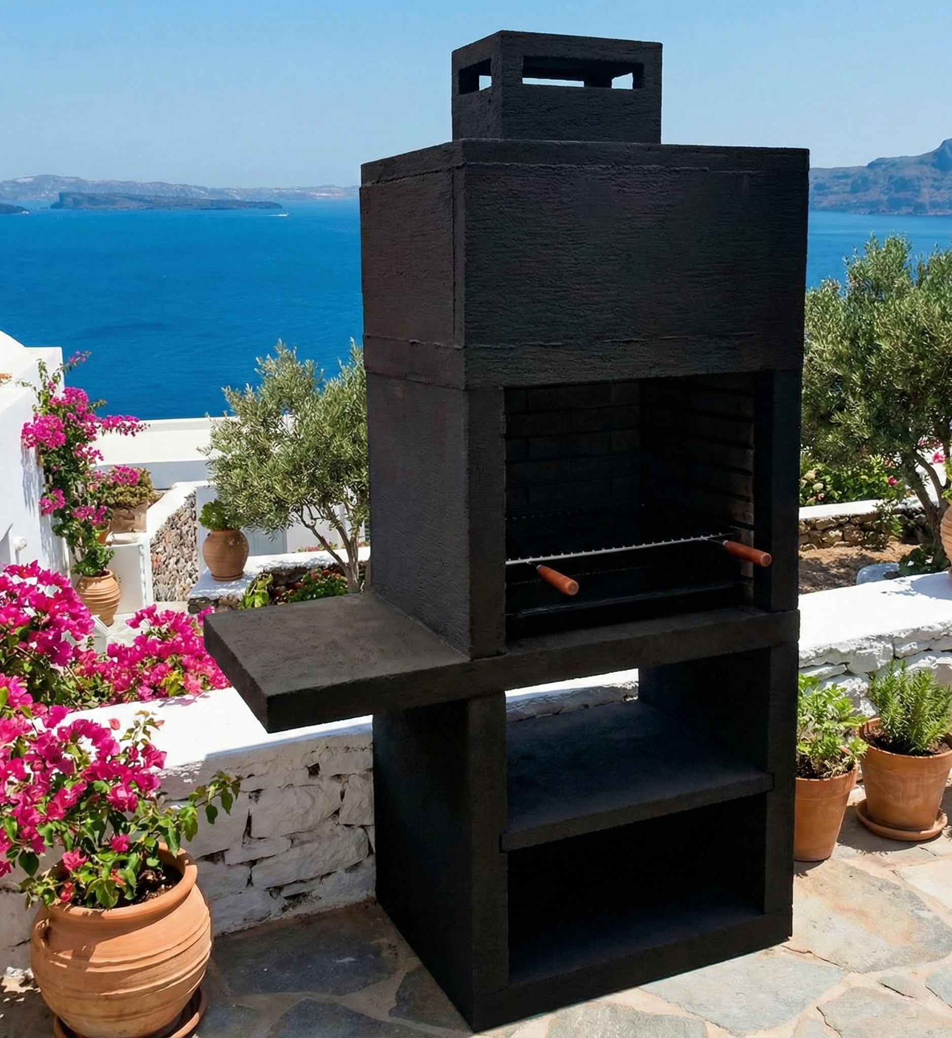 Linea 15 – Barbecue moderno con ripiano laterale (4 colori) – griglia in acciaio da 60 cm inclusa