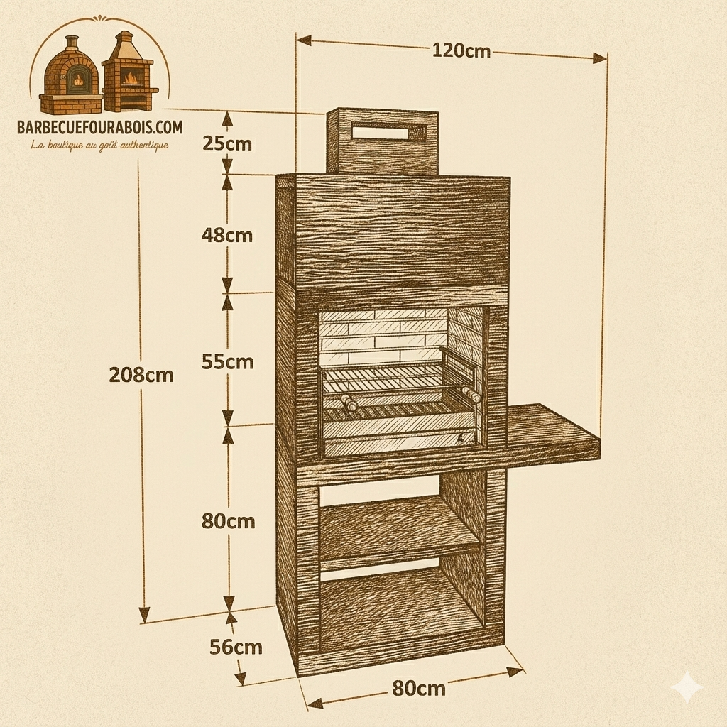 Linea 15 – Barbecue moderno con ripiano laterale (4 colori) – griglia in acciaio da 60 cm inclusa