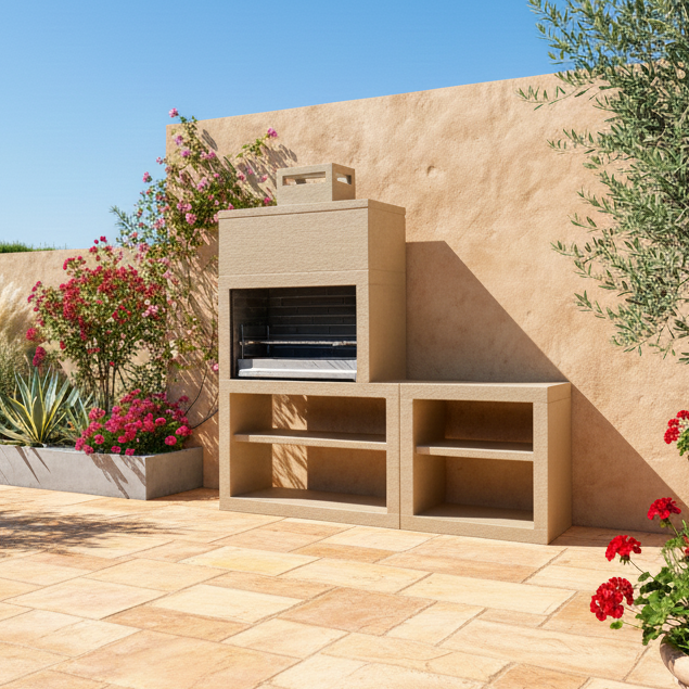 Linea 35 – Cucina da esterno moderna da 200 cm (moduli intercambiabili) – griglia in acciaio da 80 cm, lavello opzionale