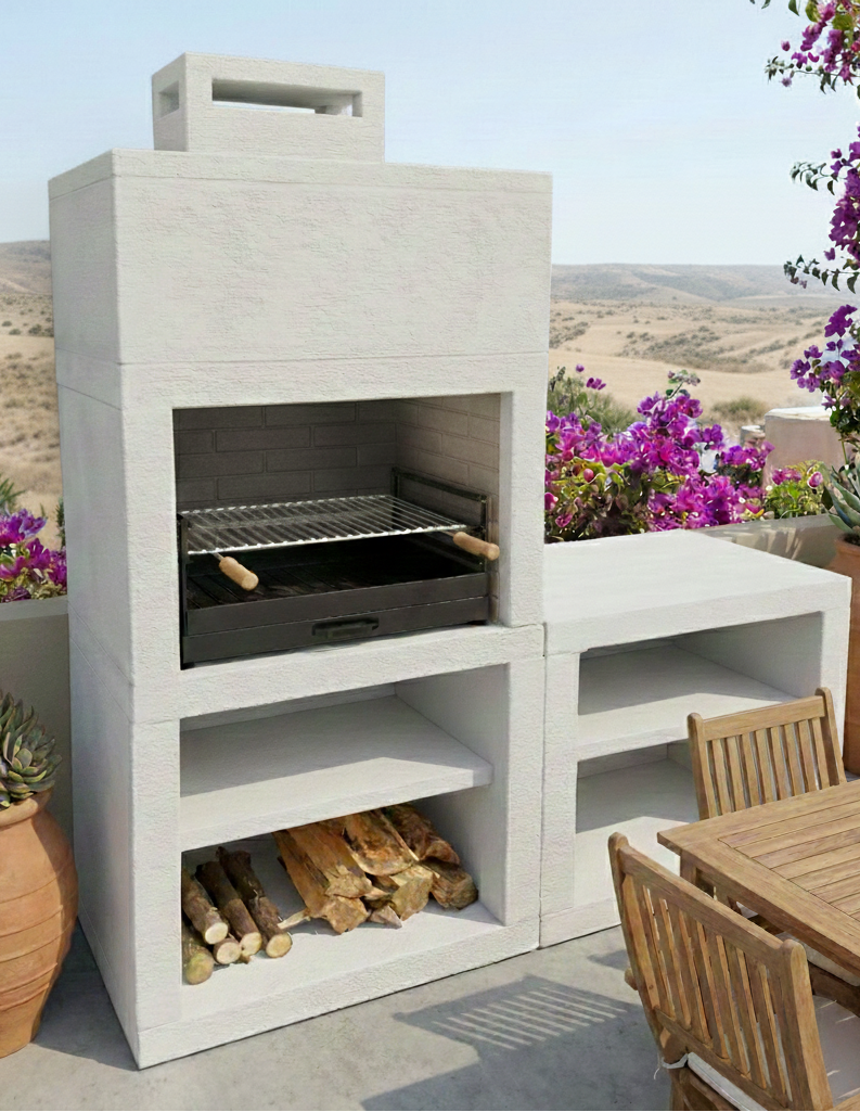 Linea 40 – Cucina da esterno moderna da 160 cm con modulo (lavello opzionale) – griglia da 60 cm
