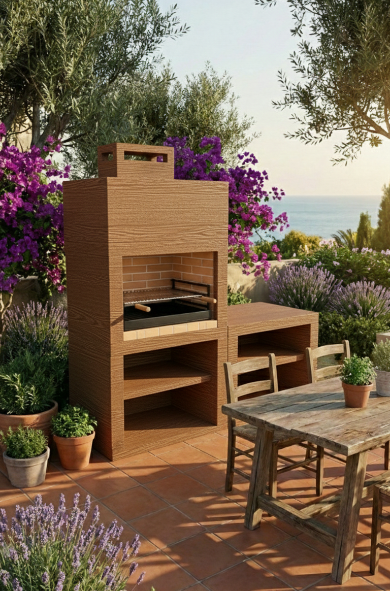 Linea 40 – Cucina da esterno moderna da 160 cm con modulo (lavello opzionale) – griglia da 60 cm
