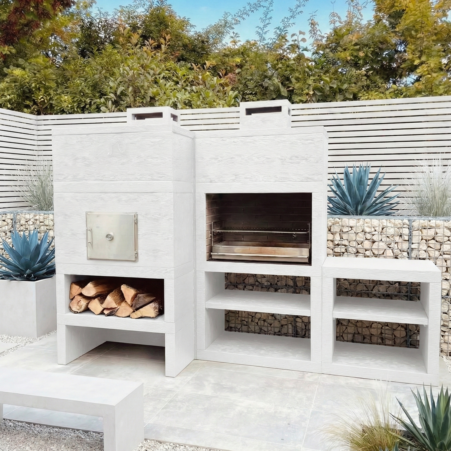 Linea 41F – Cucina da esterno modulare con forno Ø80 cm e lavello opzionale (80 cm)
