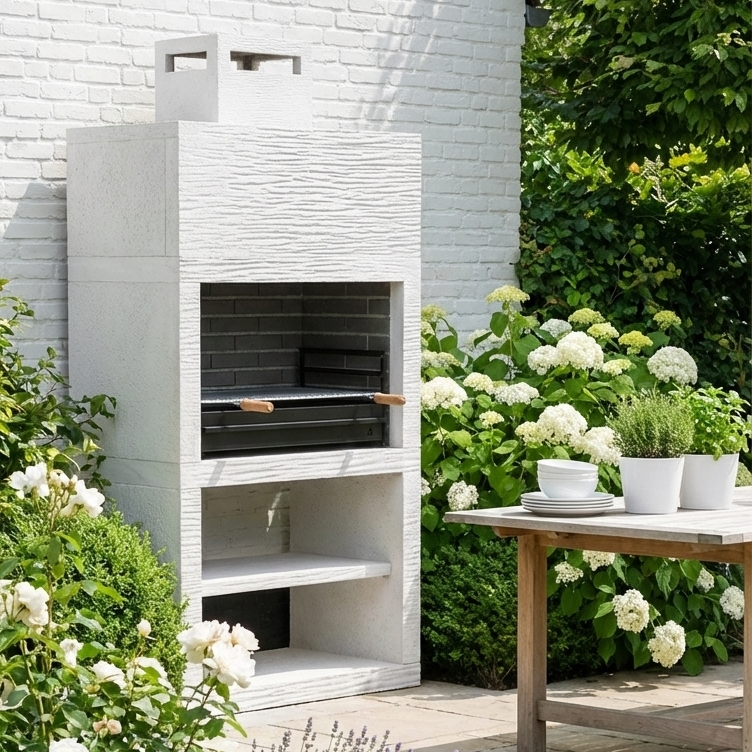 Linea 25 – Barbecue moderno di design (4 colori) con griglia in acciaio da 80 cm inclusa