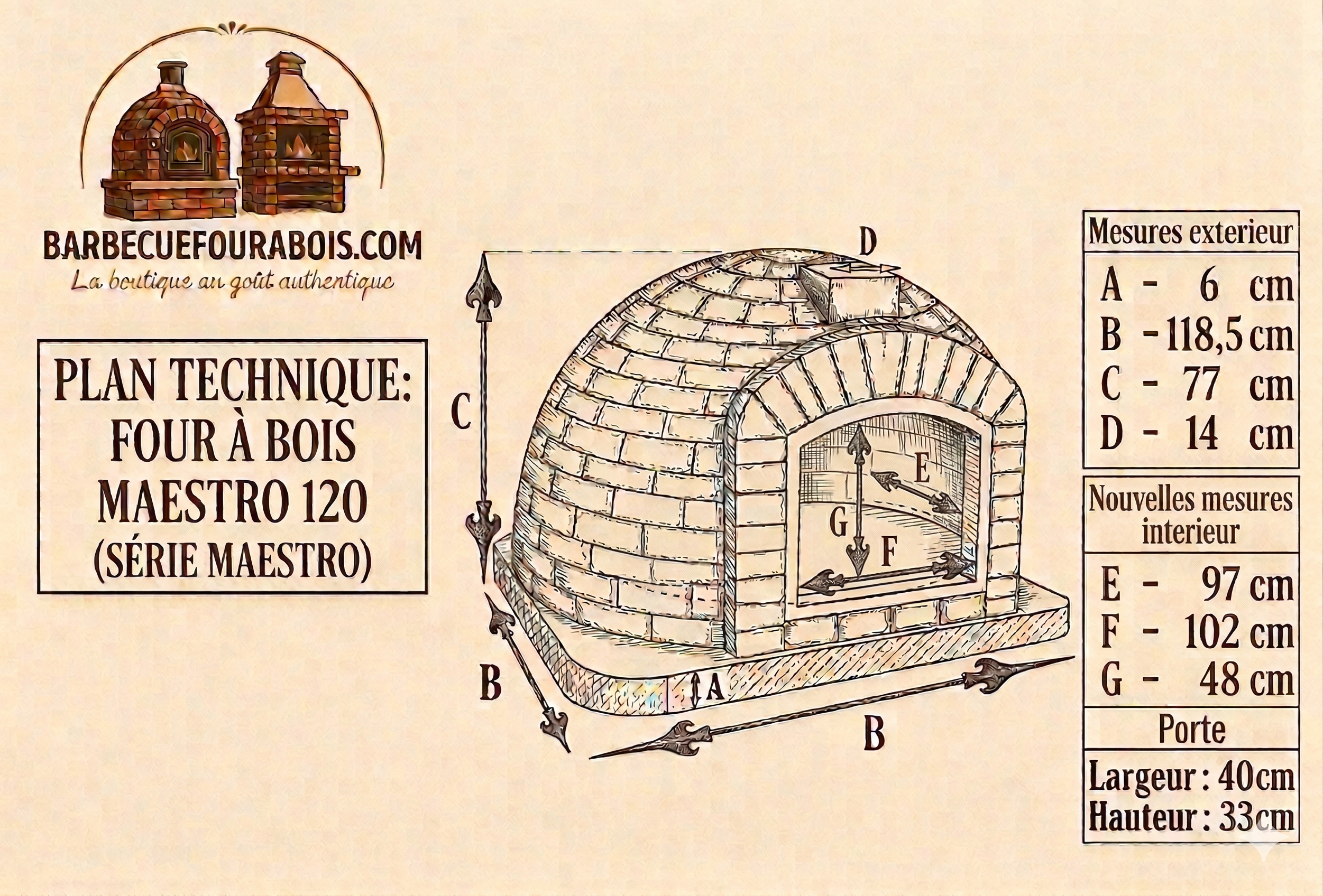 Forno a Legna Maestro 120 cm – Forno di Alta Gamma per Pizza e Arrosti