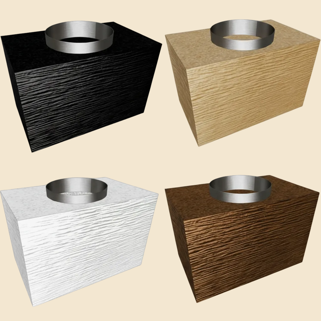Camino modulare Linea 40×25×25 cm – Uscita circolare Ø 200 mm (tubo da 20 cm)