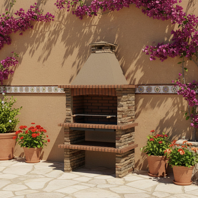 Barbecue Rivieira XL 420 – Modello in Pietra Ricostituita con Focolare Ampio e Griglia Regolabile