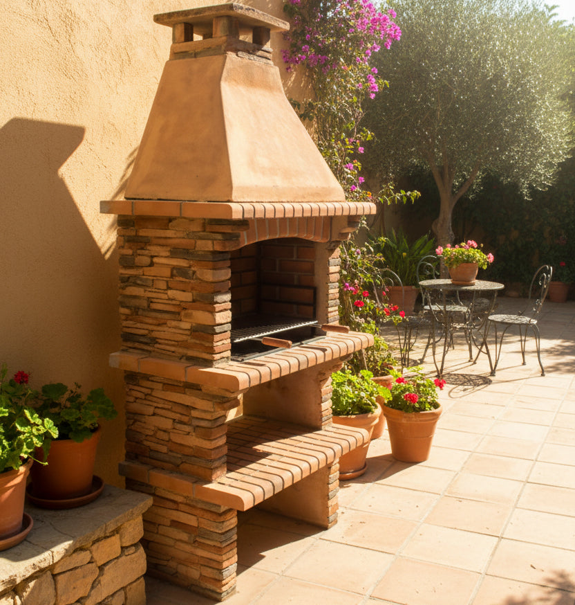 Barbecue Rivieira 400 in Pietra Ricostituita – Griglia Regolabile, Stile Mediterraneo