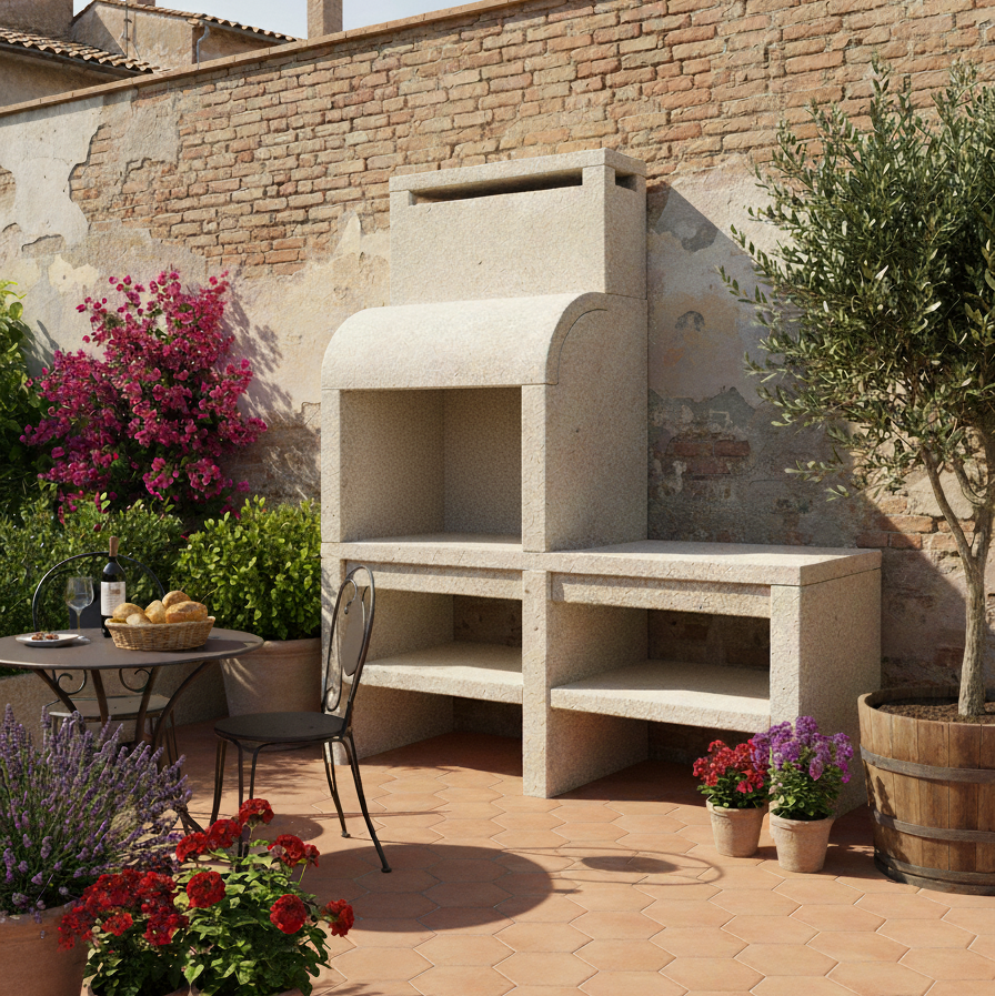 Granito 49 – Cucina da esterno in granito con lavello e griglia da 70 cm